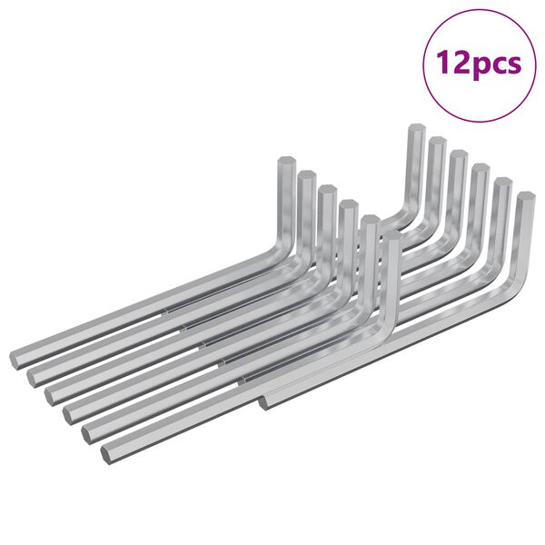 vidaXL Se&scaron;u stūru atslēga 12 pcs Sudraba 32 x 86 mm Tērauds