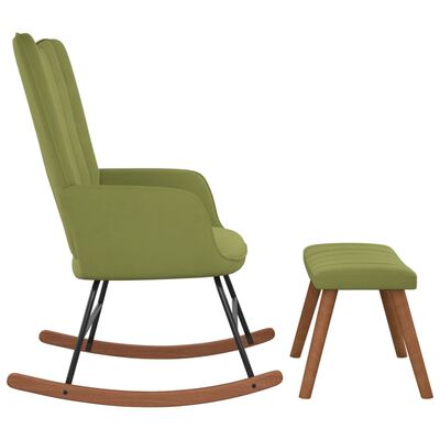 vidaXL šūpuļkrēsls ar kāju balstu, gaiši zaļš samts