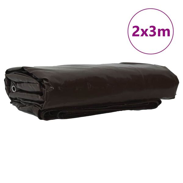 vidaXL Tarps 650g / m&sup2; Brūna 2 x 3 m Audekls ar PVC pārklājumu