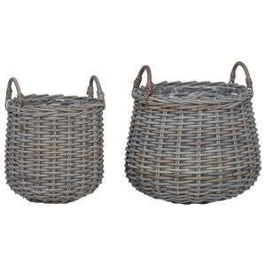 vidaXL Stādītāju grozs ar uzglabā&scaron;anu 2 pcs Pelēka Lacak rattan