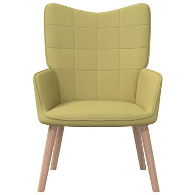 vidaXL atpūtas krēsls ar kāju balstu, zaļš audums