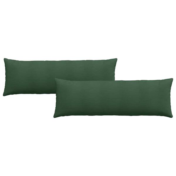 vidaXL Dīvāna spilveni 2 pcs Tum&scaron;i zaļ&scaron; 120 x 40 cm Korduroja audums
