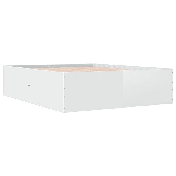 vidaXL gultas rāmis, balts, 150x200 cm, inženierijas koks