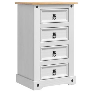 vidaXL Naktsgaldiņ&scaron; Corona Balts 53 x 39 x 84 cm Ciets priedes koks