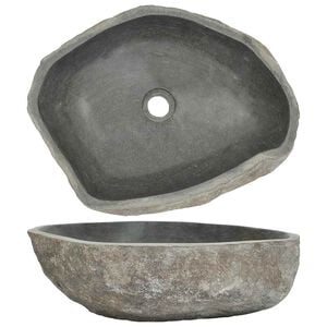 vidaXL izlietne, upes akmens, ovāla, (45-53)x(34-41) cm