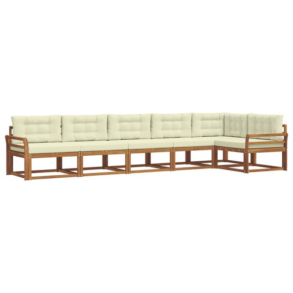 vidaXL Āra dīvānu komplekts ar spilvenu 6 pcs Dabisks un krējuma