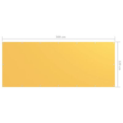 vidaXL balkona aizslietnis, 120x300 cm, dzeltens audums