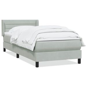 vidaXL Box Spring Gulta ar matraci Gai&scaron;i pelēks 80x210 cm Velvet