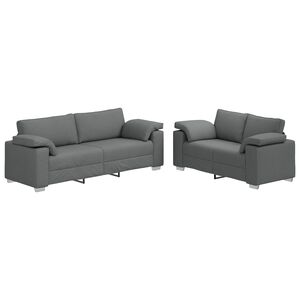 vidaXL Dīvāns 2 pcs Tum&scaron;i pelēks 219 x 80 x 82 cm audums