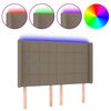 vidaXL gultas galvgalis ar LED, 147x16x118/128 cm, pelēkbrūns audums