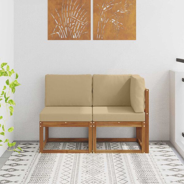 vidaXL Āra vidējais un stūrī eso&scaron;s dīvāns 2 Gabals Dabisks un bē&scaron;s