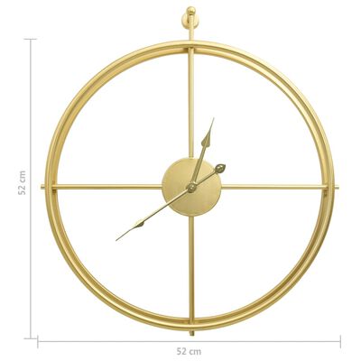 vidaXL sienas pulkstenis, 52 cm, zelta krāsas dzelzs