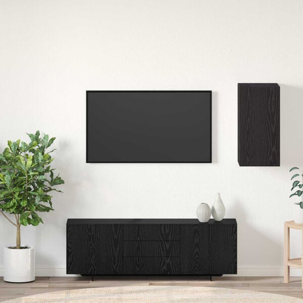 vidaXL Sienas TV Skapis Melns ozolkoks 30,5 x 30 x 60 cm