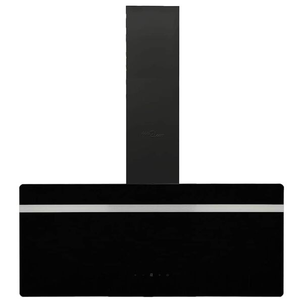 vidaXL tvaika nosūcējs, 90 cm, tērauds, rūdīts stikls, melns