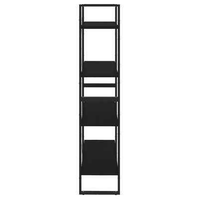 vidaXL 4-līmeņu grāmatu plaukts, melns, 80x30x140 cm, skaidu plāksne