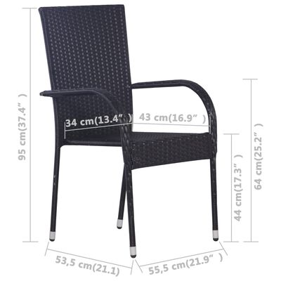vidaXL dārza krēsli, 4 gab., PE rotangpalma, melni