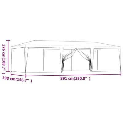vidaXL svinību telts, ar 8 sieta sienām, 9x4 m, zaļa, HDPE