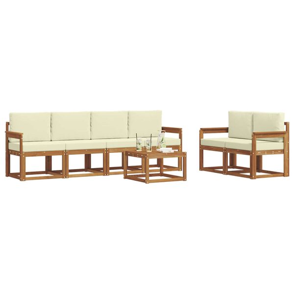 vidaXL Āra dīvānu komplekts ar spilvenu 7 pcs Dabisks un krējuma