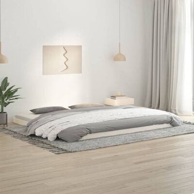vidaXL gultas rāmis, balts, 200x200 cm, priedes masīvkoks