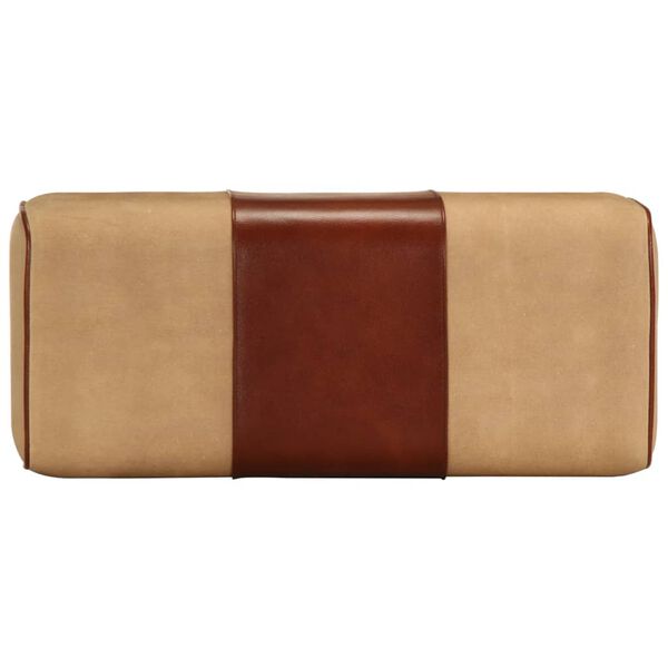 vidaXL vingro&scaron;anas buks, 58 cm, brūna dabīgā āda, mango masīvkoks