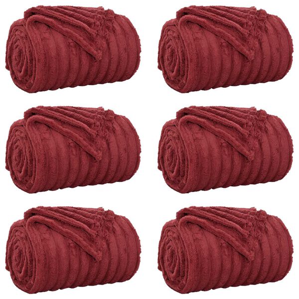 vidaXL Pledu segas 6 pcs Bordo sarkans 240 x 220 cm Flīss