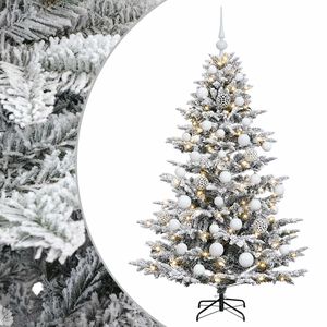 vidaXL Mākslīgā Ziemassvētku egle ar bumbiņu 150 cm 150 LED