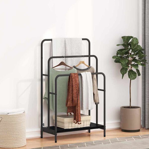 vidaXL Auduma statīvs ar plauktu Melns ozolkoks 60 x 30 x 100,5 cm