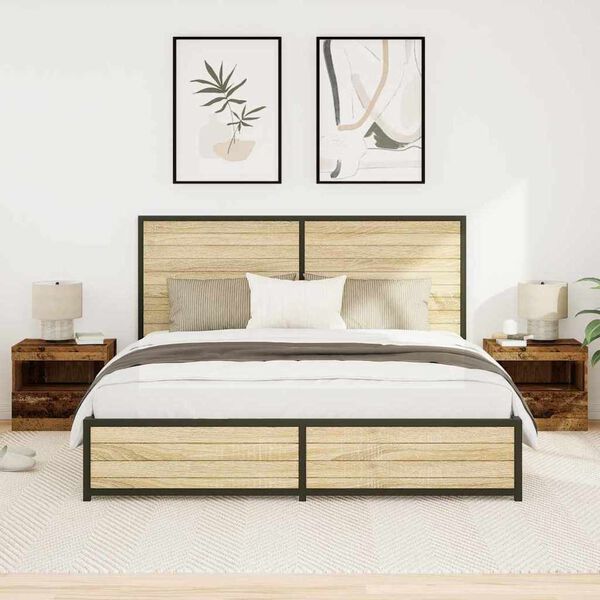 vidaXL Nakts skapītis ar atvilktni 2 pcs Vecs koks 50 x 40 x 45 cm