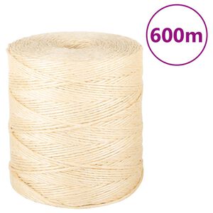 vidaXL virve, 2 mm, 600 m, 100% sizals