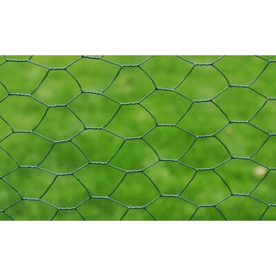 vidaXL stiepļu žogs, cinkots, ar PVC pārklājumu, 25x1 m, zaļš