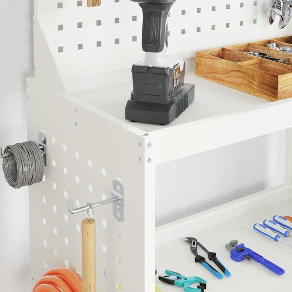 vidaXL Instrumentu ratiņi ar plauktu ar riteni Balts 65 x 35 x 111 cm