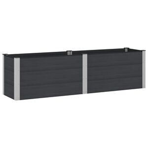 vidaXL Augstā puķu kaste Melns 200 x 50 x 54 cm alu.