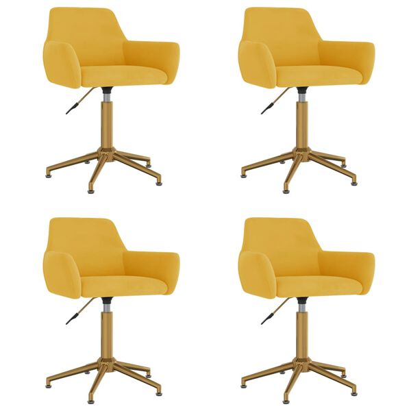 vidaXL grozāmi virtuves krēsli, 4 gab., dzeltens samts