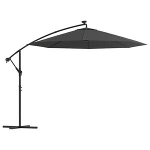 vidaXL saulessargs ar LED gaismām un tērauda kātu, 300 cm, pelēks