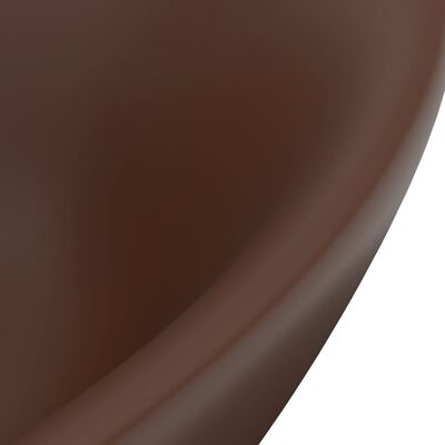 vidaXL izlietne, 58,5x39 cm, ovāla, matēta tumši brūna keramika