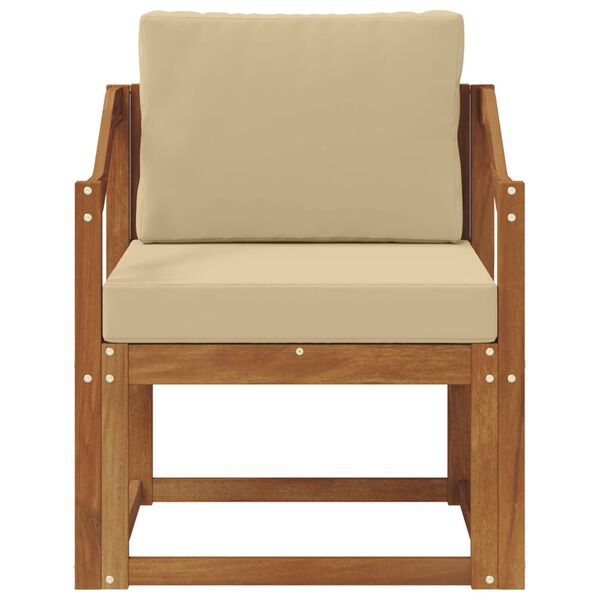 vidaXL Āra dīvāns Cieta akācijas koks un poliesters Dabiska