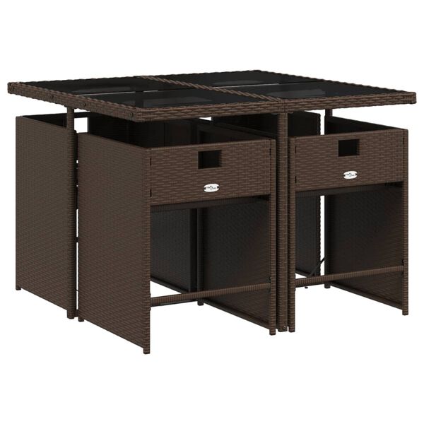 vidaXL 5-daļīgs dārza mēbeļu komplekts ar matračiem, PE rotangpalma