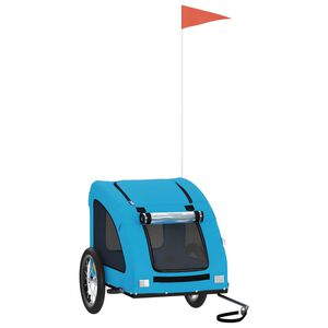 vidaXL mājdzīvnieku velo piekabe, zila, Oksfordas audums un dzelzs