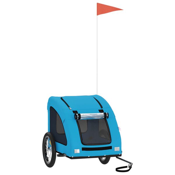 vidaXL mājdzīvnieku velo piekabe, zila, Oksfordas audums un dzelzs