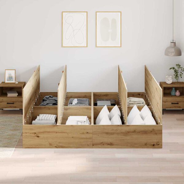 vidaXL Gultas ar uzglabā&scaron;anas vietu Artisānā ozols 200 x 200 cm