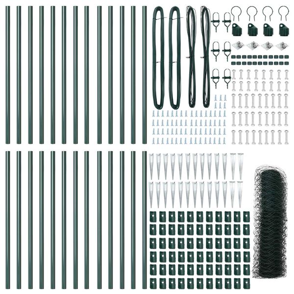 vidaXL Žoga āķis Zaļa 50 x 1 m (36 mm acs) Tērauds un PVC