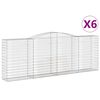 vidaXL arkveida gabiona grozi, 6 gb., 400x50x140/160cm, cinkota dzelzs