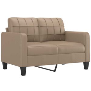 vidaXL divvietīgs dīvāns, kapučīno krāsa, 120 cm, mākslīgā āda
