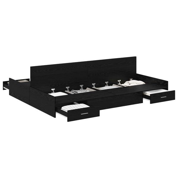 vidaXL Gultas ar uzglabā&scaron;anas vietu Melns ozolkoks 150 x 200 cm