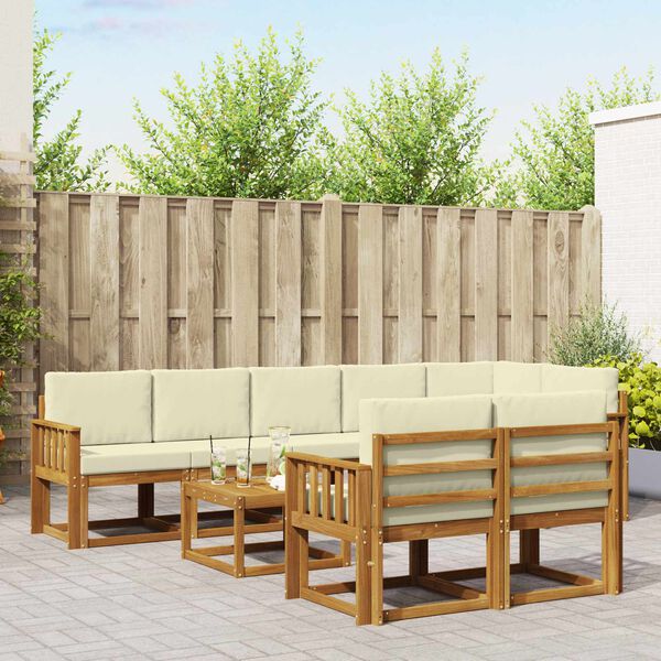 vidaXL Āra dīvānu komplekts ar spilvenu 9 pcs Dabisks un krējuma