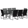 vidaXL Dārza ēdamgalds 9 pcs Melns un Anthracite 160 x 80 x 73 cm