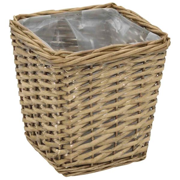 vidaXL augstās puķu kastes, 3 gab., klūgu pinums ar PE oderi