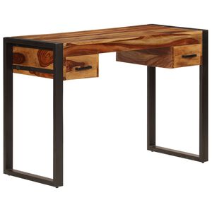 vidaXL rakstāmgalds ar 2 atvilktnēm, 110x50x77 cm, masīvs rožkoks