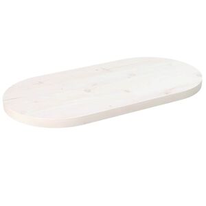 vidaXL galda virsma, balta, 60x30x2,5 cm, priedes masīvkoks, ovāla