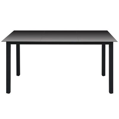 vidaXL dārza galds, melns, 150x90x74 cm, alumīnijs un stikls